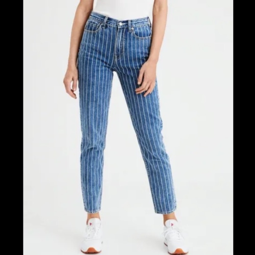 American Eagle Striped Mom Jeans